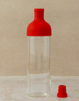 750ml clear borosilicate glass bottle for cold-brew tea, with integrated filter and silicon lid, by The Tea House