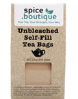 Unbleached paper self-fill tea bags with cotton drawstring made in UK, by The Tea House