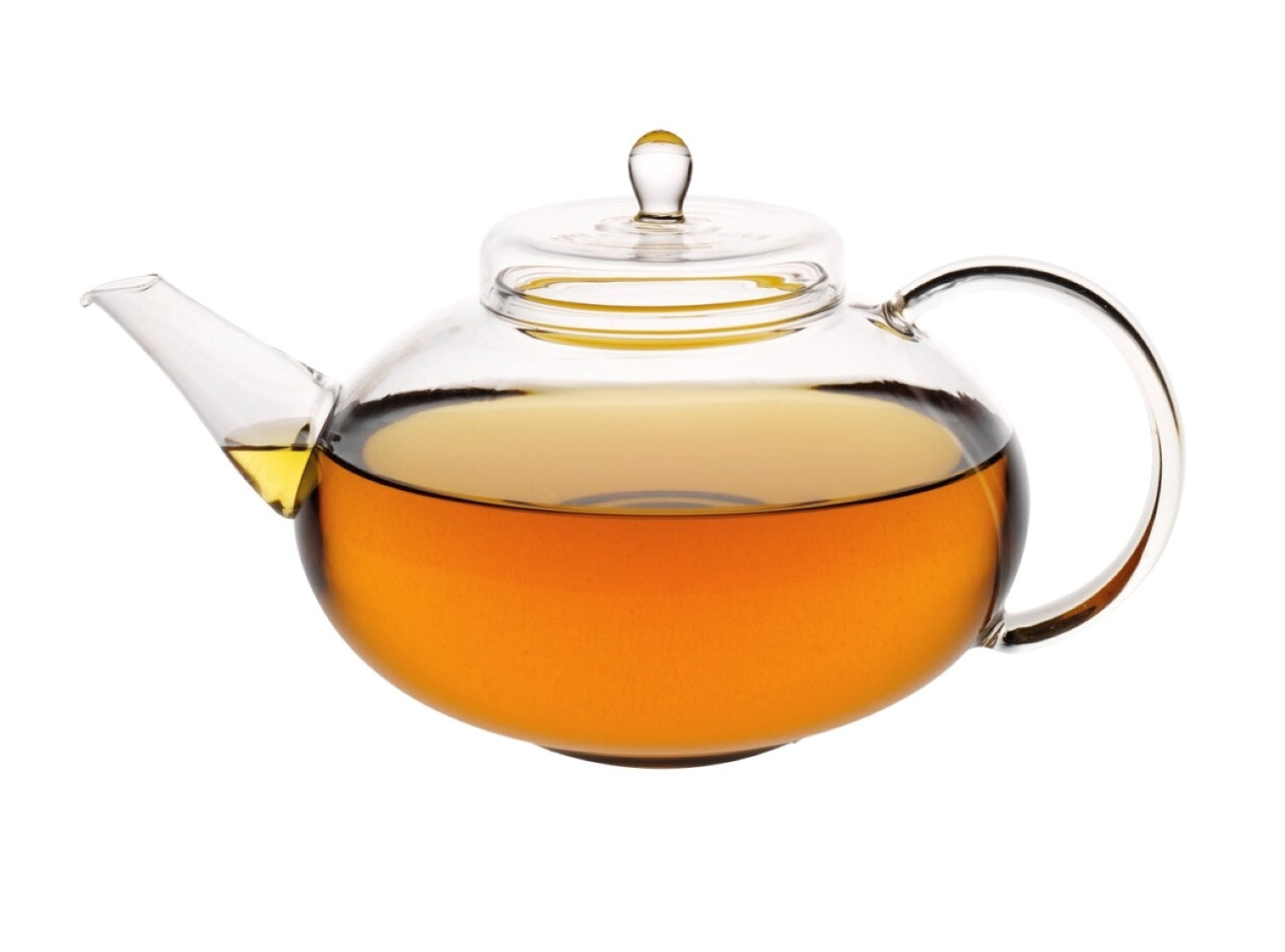 Eye catching large family size glass teapot with glass lid.