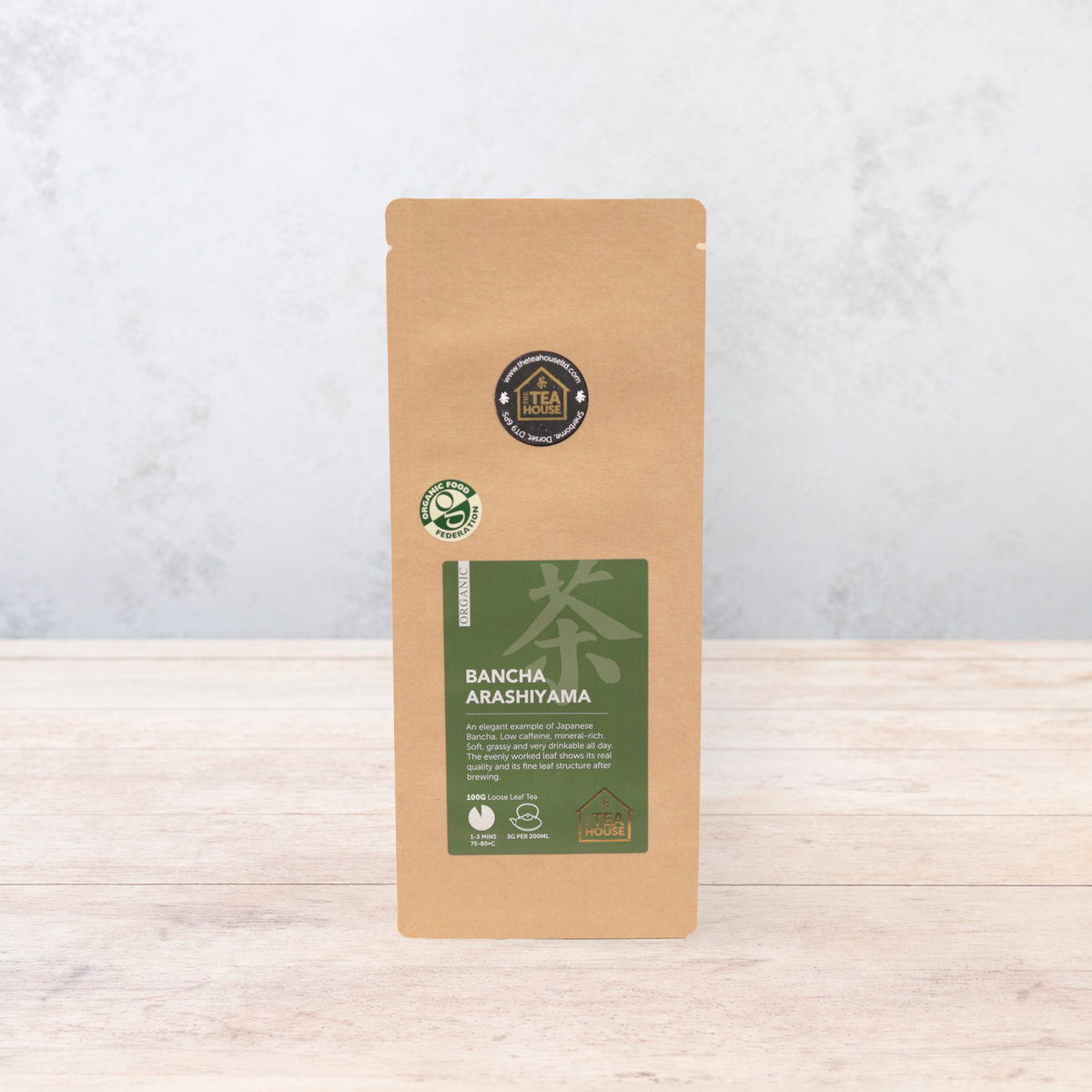 100g pack of organic loose leaf Japanese Bancha green tea, by The Tea House