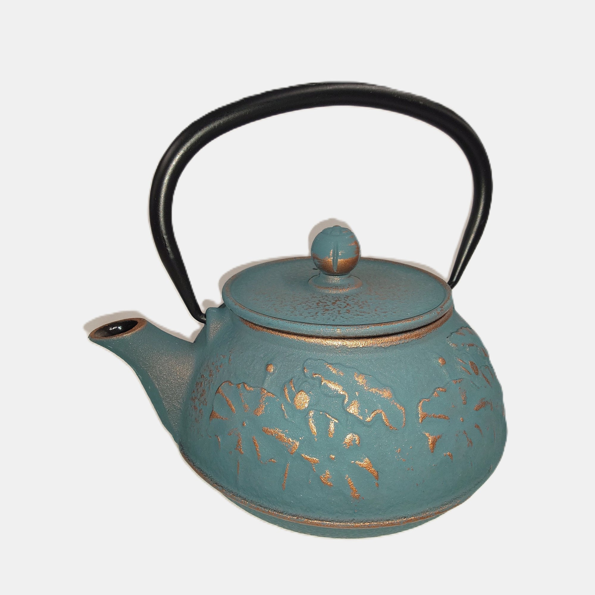 Three Piece Cast Iron  Blue Teapot 0.8 litres