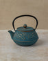 800ml blue cast iron teapot with gold design, by The Tea House