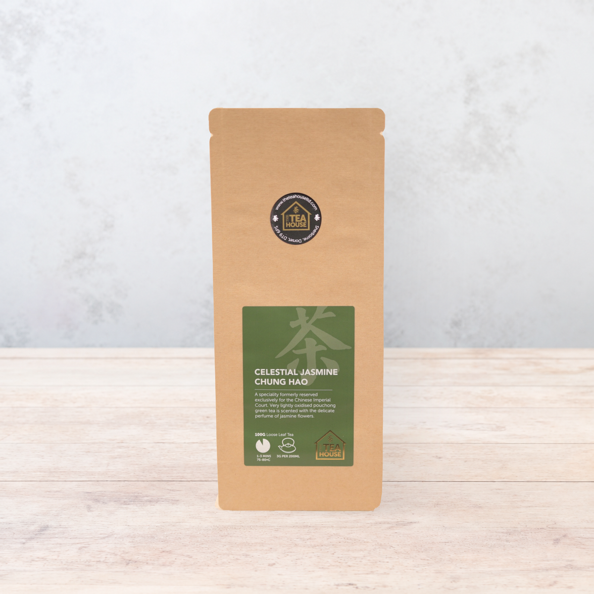 100g pack of jasmine scented Chinese green tea, by The Tea House