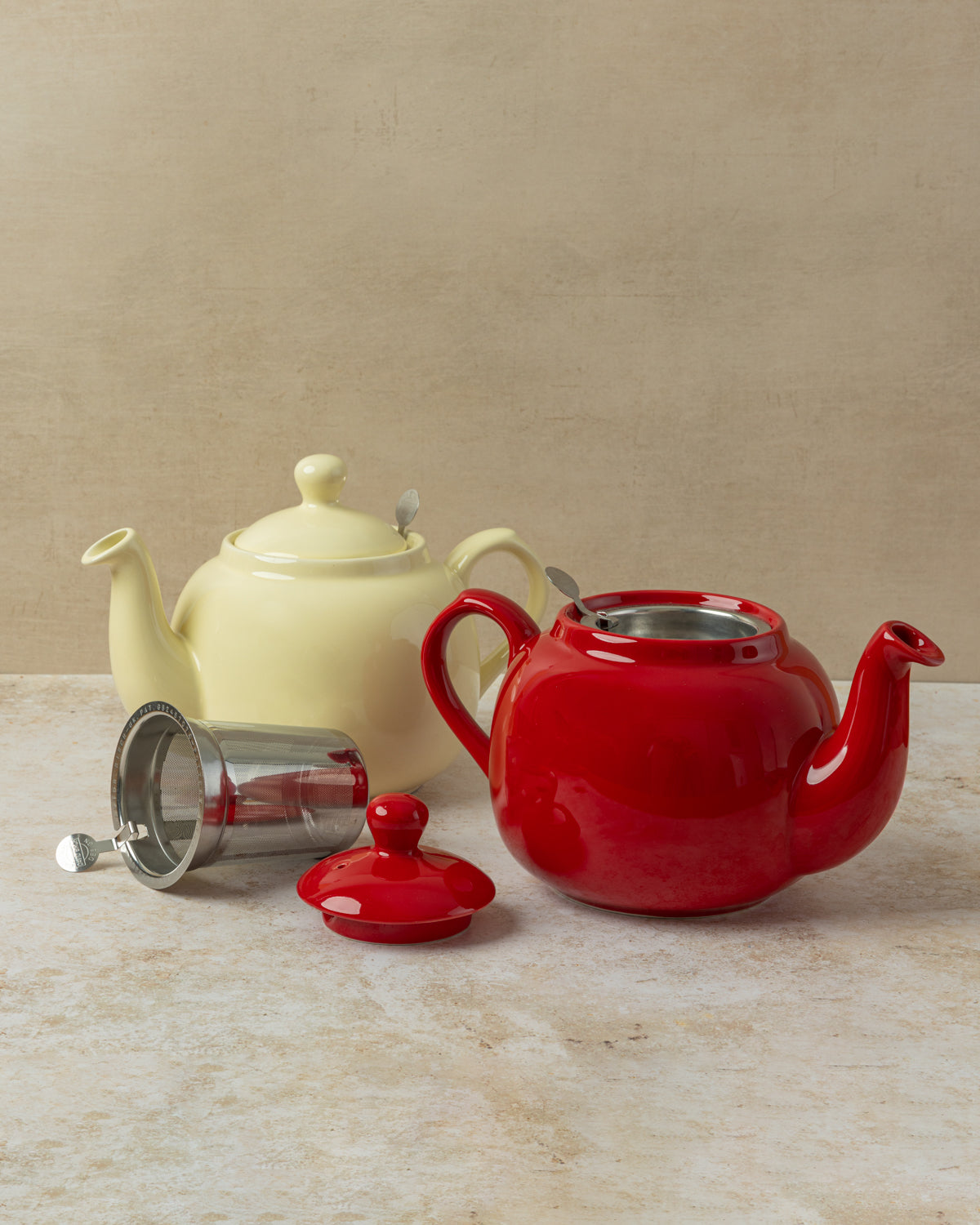 Ceramic London Pottery Farmhouse teapots in four colour options, capacity 1.5 litre
