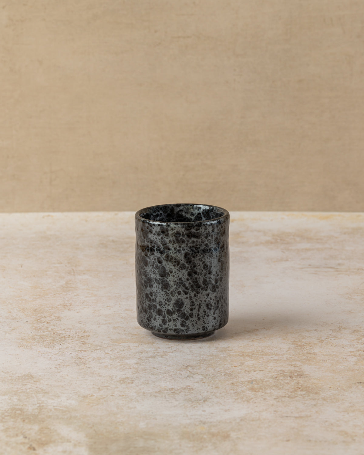140ml traditional Japanese tea cup, black overglazed with silver, by The Tea House