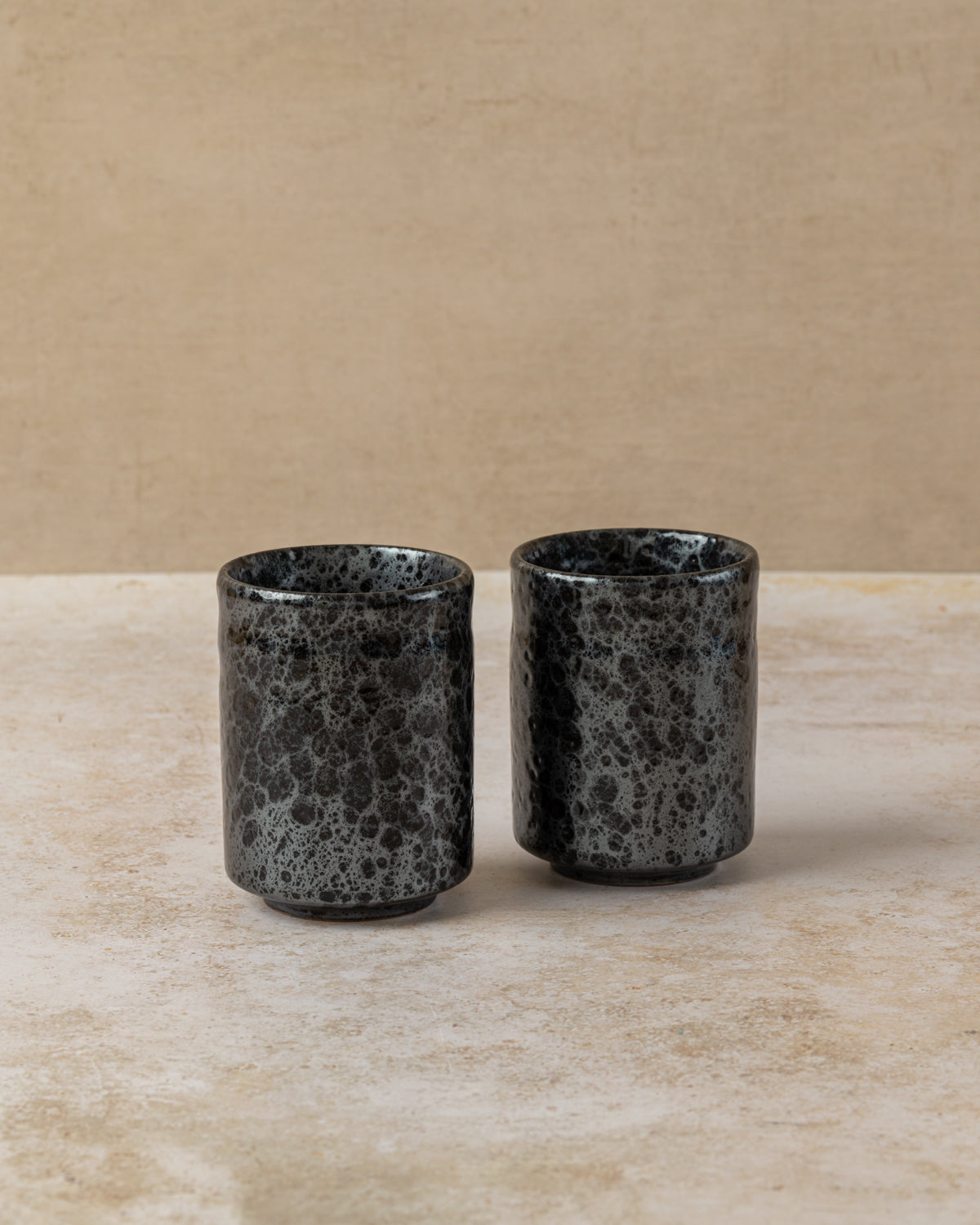 140ml traditional Japanese tea cup, black overglazed with silver, by The Tea House