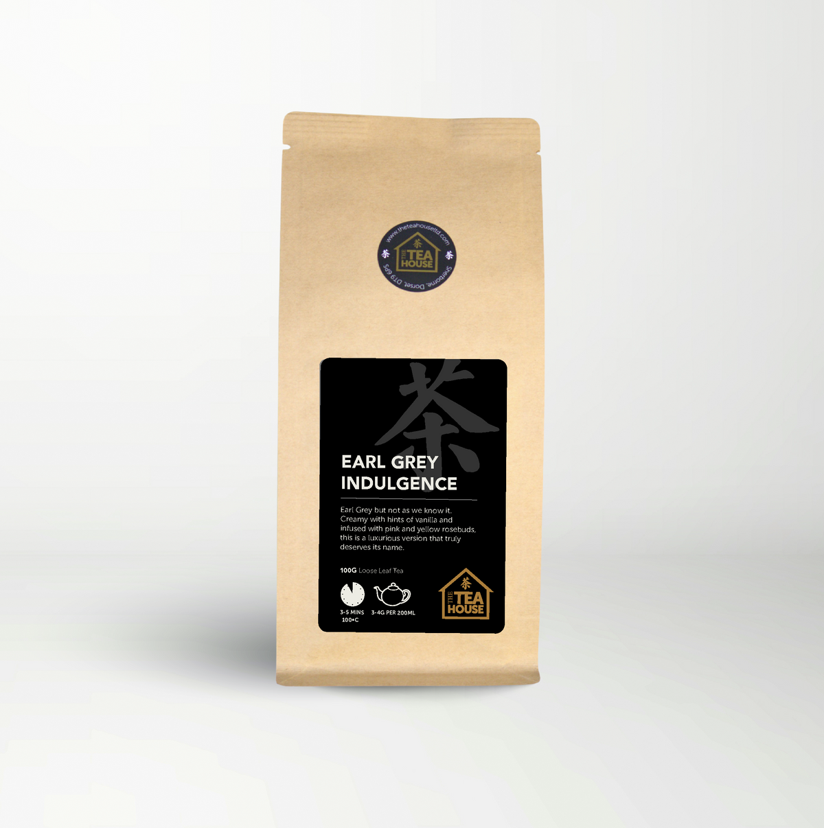 100g pack of loose leaf Earl Grey tea with vanilla flavour, by The Tea House