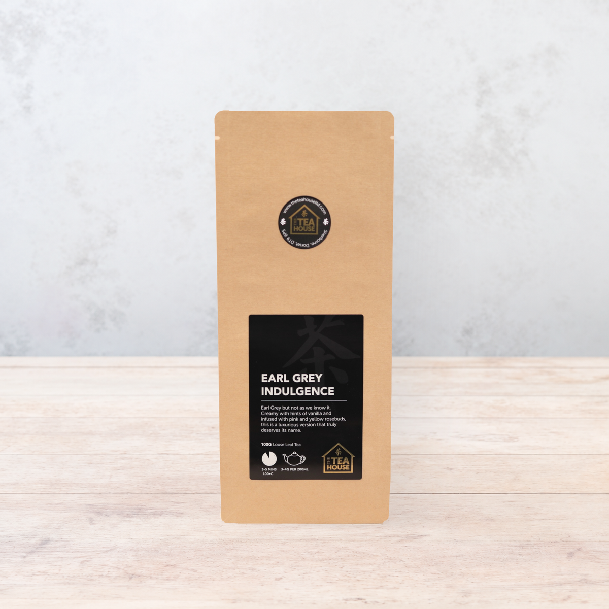 100g pack of loose leaf Earl Grey tea with vanilla flavour, by The Tea House