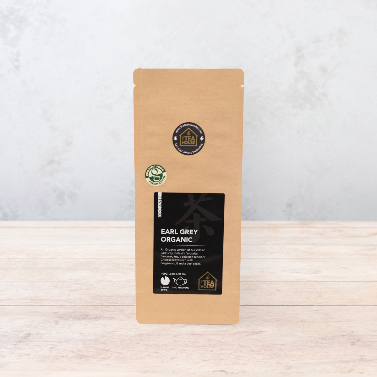 100g pack of organic loose leaf Earl Grey tea, by The Tea House