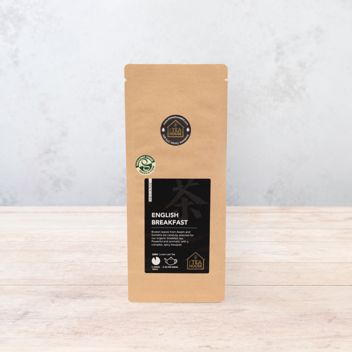 100g pack of Organic loose leaf English Breakfast tea, by The Tea House