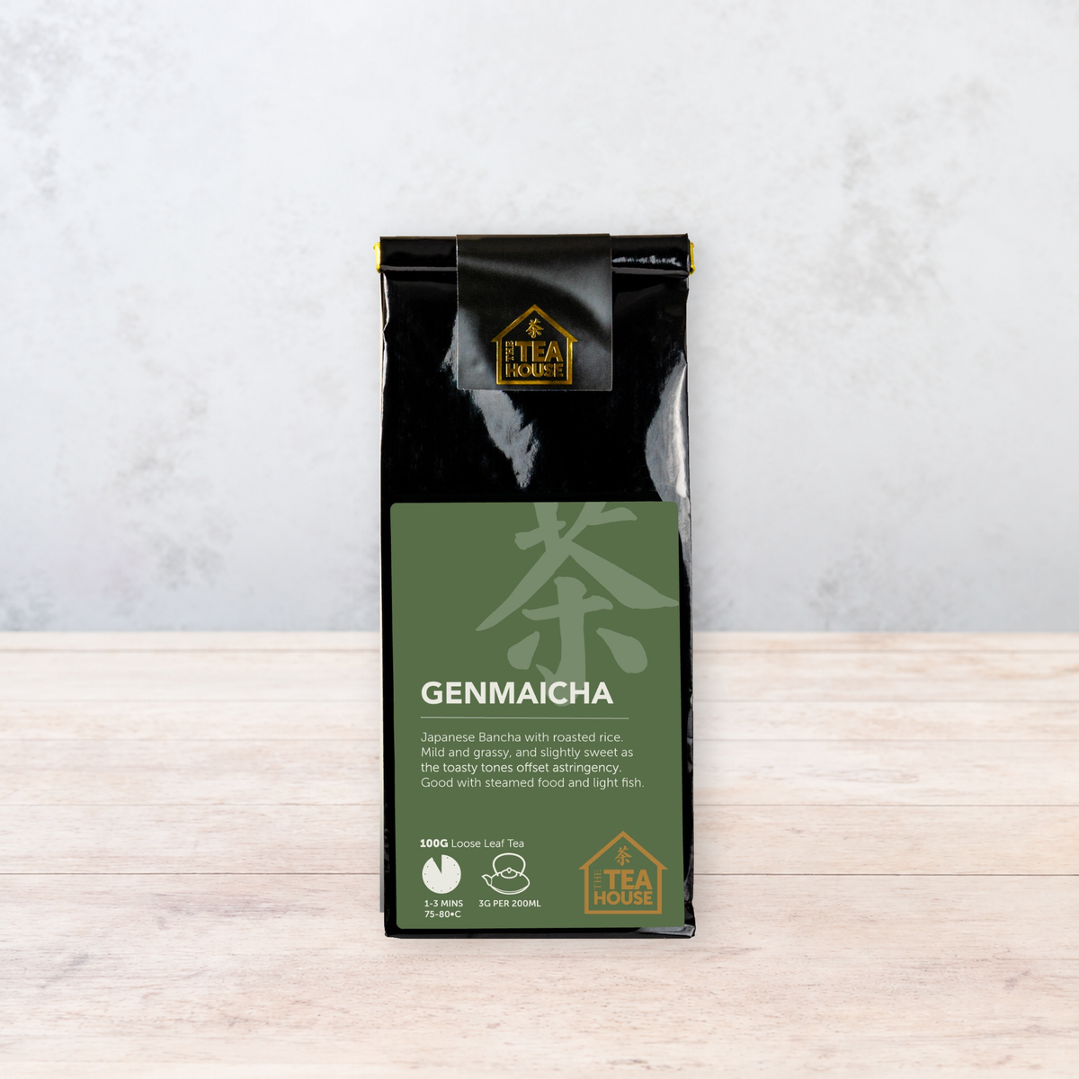 100g pack of Japanese Genmaicha green tea, by The Tea House
