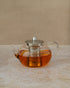 900ml clear borosilicate glass teapot with inbuilt stainless steel filter and stainless steel lid, by The Tea House