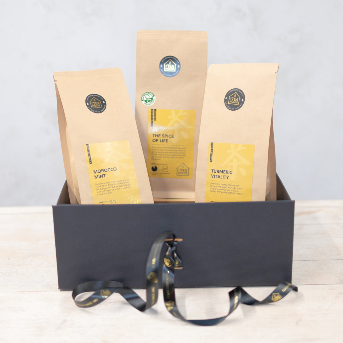 Three packs of herbal tea in a gift box