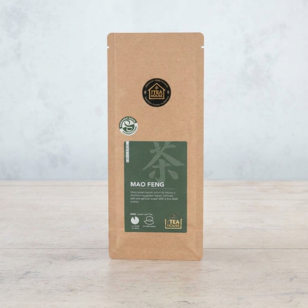 100g pack of green Mao Feng tea from China, by The Tea House