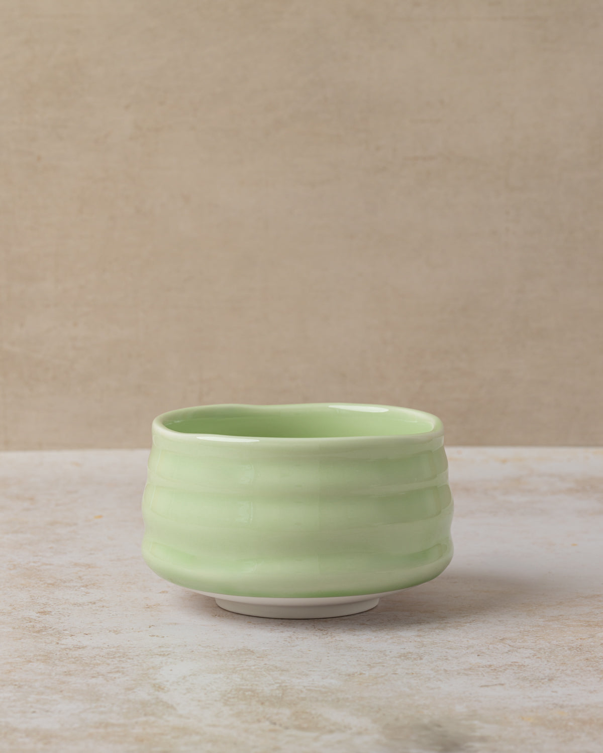 Green traditional ceramic matcha bowl capacity 450ml measures 12.5cm wide x 7cm tall