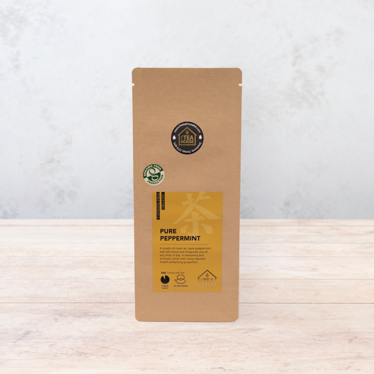 50g pack of organic peppermint leaves Herbal Tea, naturally caffeine-free by The Tea House