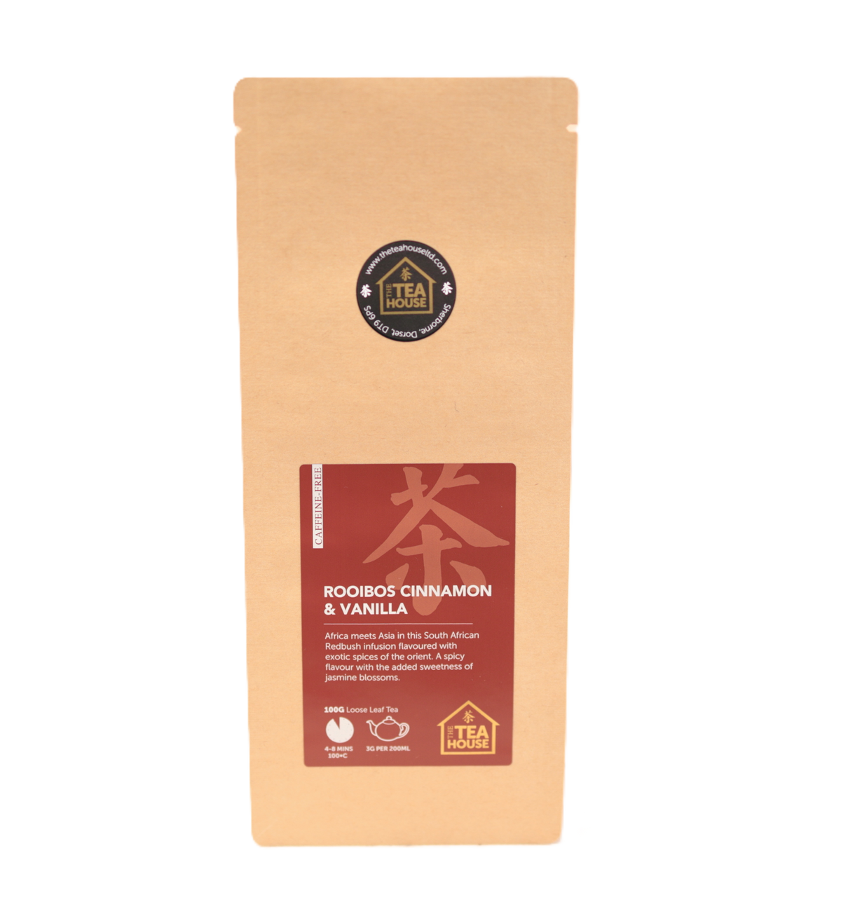 100g caffeine-free rooibos flavoured with cinnamon and vanilla, by The Tea House