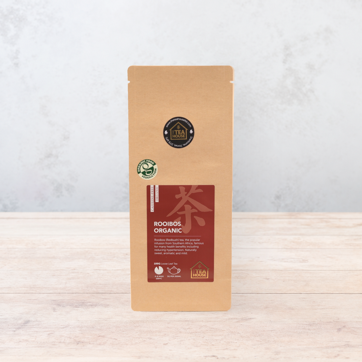 100g pack of organic caffeine-free Rooibos leaf tea, by The Tea House
