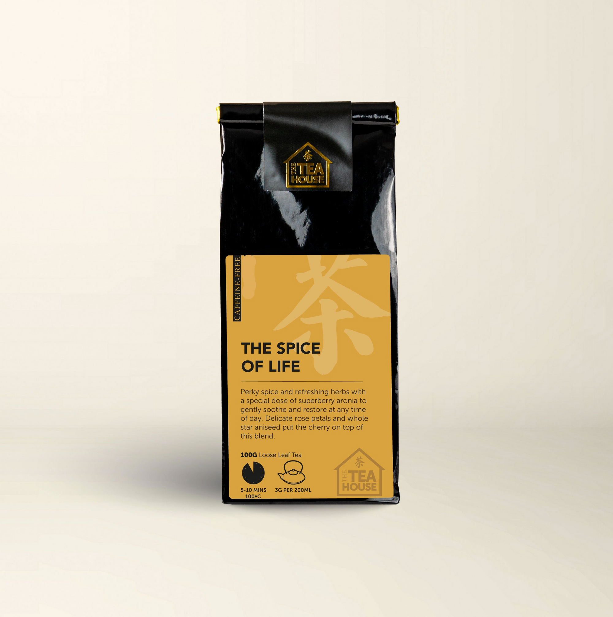 100g blend of spice and herbal tea, naturally caffeine-free by The Tea House.