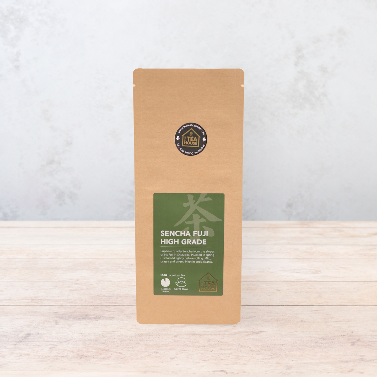 100g pack of sencha green tea from Mount Fuji, by The Tea House 
