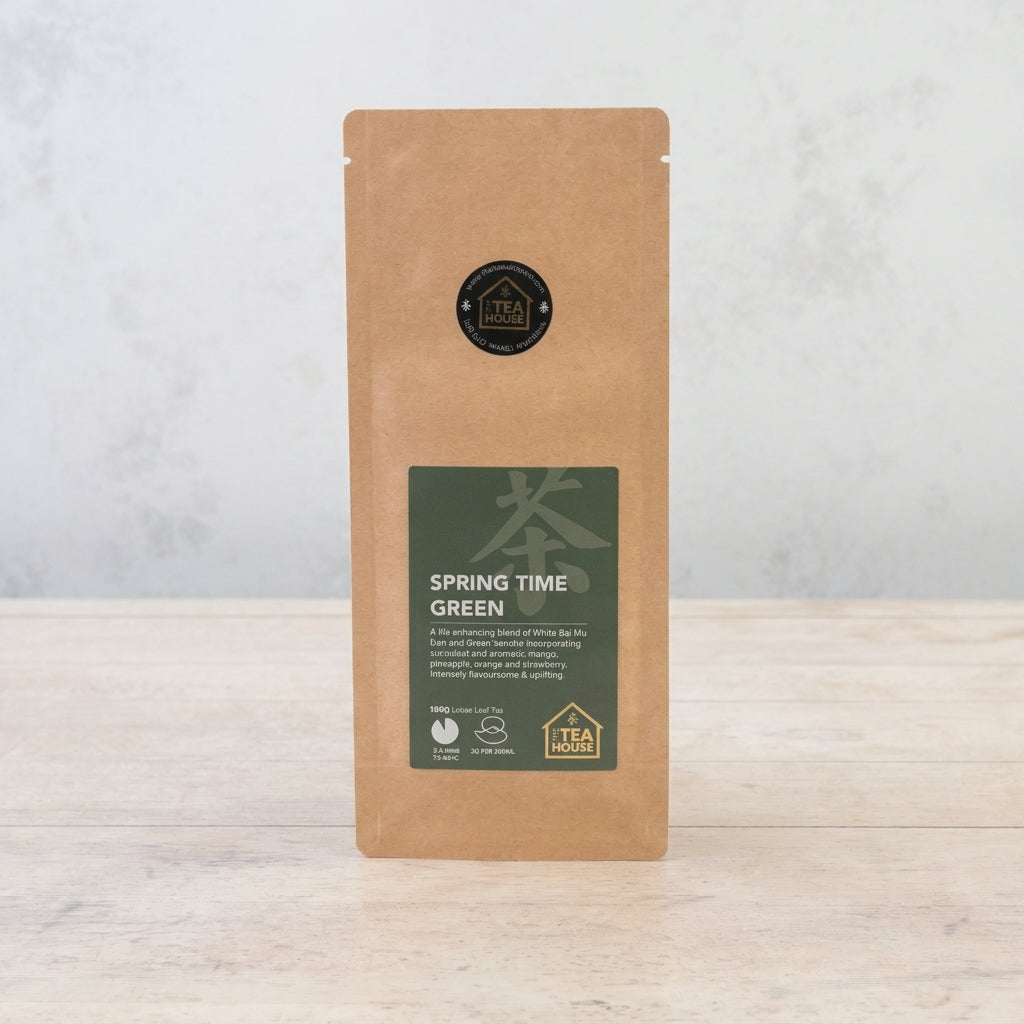 100g pack of green and white tea flavoured with mango and pineapple, from The Tea House