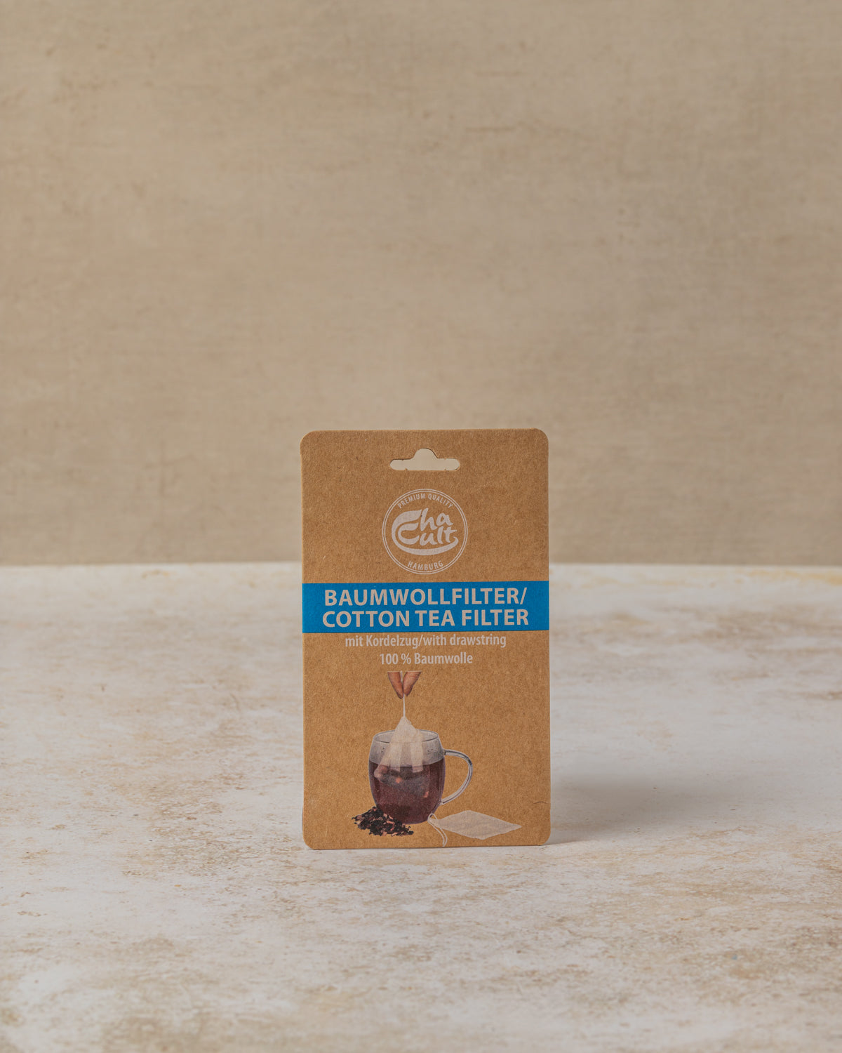 Cotton one cup size tea reusable filter with drawstring, by The Tea House