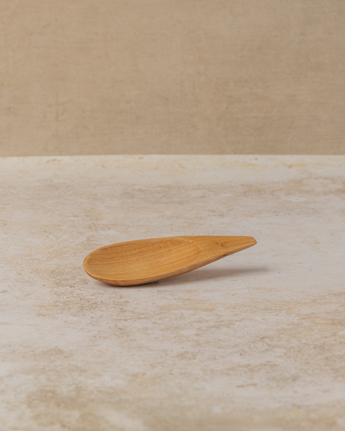 Tea caddy spoon in elegant natural wood measuring approx 10cm, by The Tea House