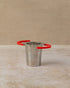 Collapsible stainless steel tea filter with silicone handles, by The Tea House