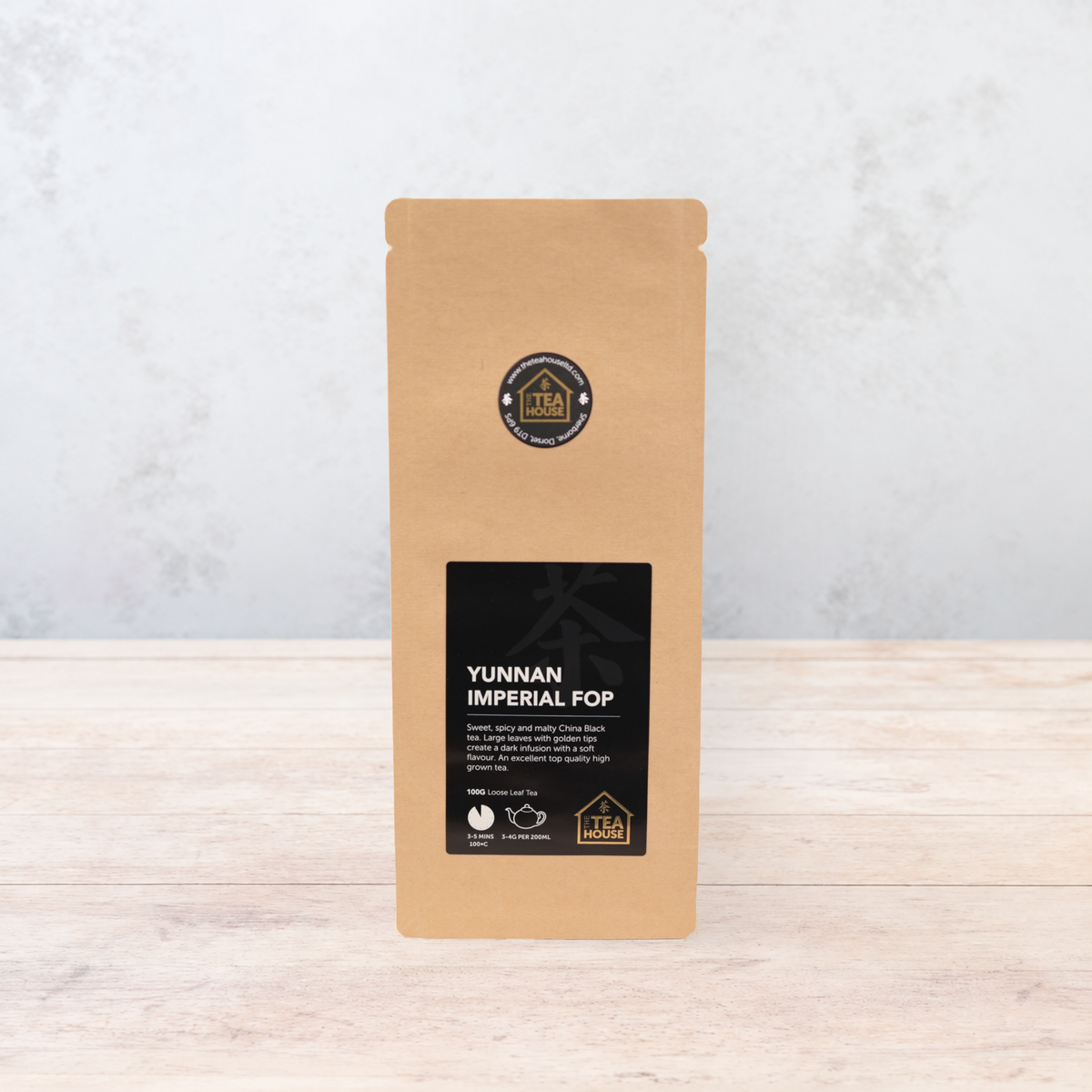 100g pack of loose leaf Yunnan black tea, by The Tea House